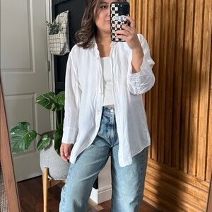 Pulp 100% Linen Relaxed Buttoned 3/4 sleeve Shirt. Size L